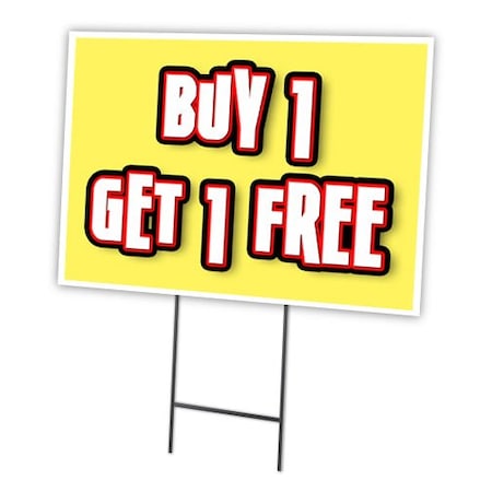 Buy 1 Get 1 Free Yard Sign & Stake Outdoor Plastic Coroplast Window